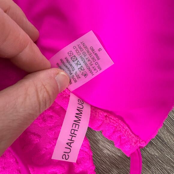 Beach Bunny Summer Haus S Kipper Bright Pink Terry Cheetah Bikini NEW - Picture 4 of 5